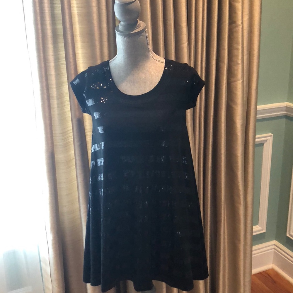 Rachel Roy XS Black Sequin stripe dress/tunic
